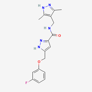 molecular formula C17H18FN5O2 B5072372 N-[(3,5-dimethyl-1H-pyrazol-4-yl)methyl]-5-[(3-fluorophenoxy)methyl]-1H-pyrazole-3-carboxamide 