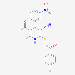 5-acetyl-2-[2-(4-chlorophenyl)-2-oxoethyl]sulfanyl-6-methyl-4-(3-nitrophenyl)-1,4-dihydropyridine-3-carbonitrile