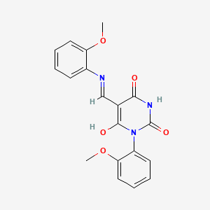 (5E)-1-(2-METHOXYPHENYL)-5-{[(2-METHOXYPHENYL)AMINO]METHYLIDENE}-1,3-DIAZINANE-2,4,6-TRIONE