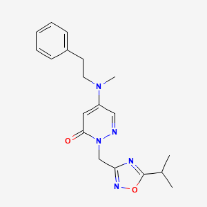 molecular formula C19H23N5O2 B5072539 5-[Methyl(2-phenylethyl)amino]-2-[(5-propan-2-yl-1,2,4-oxadiazol-3-yl)methyl]pyridazin-3-one 