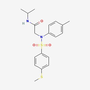 molecular formula C19H24N2O3S2 B5072583 2-[N-(4-METHYLPHENYL)4-(METHYLSULFANYL)BENZENESULFONAMIDO]-N-(PROPAN-2-YL)ACETAMIDE 