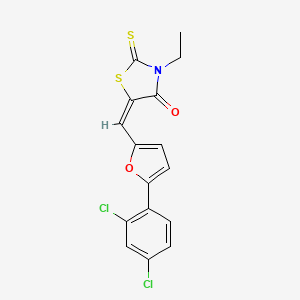 molecular formula C16H11Cl2NO2S2 B5072628 (5E)-5-[[5-(2,4-dichlorophenyl)furan-2-yl]methylidene]-3-ethyl-2-sulfanylidene-1,3-thiazolidin-4-one CAS No. 5669-69-2