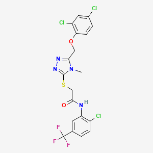 molecular formula C19H14Cl3F3N4O2S B5072630 N-[2-chloro-5-(trifluoromethyl)phenyl]-2-({5-[(2,4-dichlorophenoxy)methyl]-4-methyl-4H-1,2,4-triazol-3-yl}thio)acetamide 