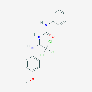 molecular formula C16H16Cl3N3O2 B5072675 N-phenyl-N'-{2,2,2-trichloro-1-[(4-methoxyphenyl)amino]ethyl}urea 