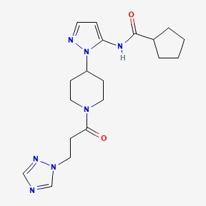 N-[2-[1-[3-(1,2,4-triazol-1-yl)propanoyl]piperidin-4-yl]pyrazol-3-yl]cyclopentanecarboxamide