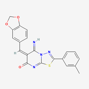 6-(1,3-benzodioxol-5-ylmethylene)-5-imino-2-(3-methylphenyl)-5,6-dihydro-7H-[1,3,4]thiadiazolo[3,2-a]pyrimidin-7-one