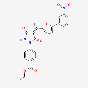 molecular formula C23H17N3O7 B5072728 ethyl 4-(4-{[5-(3-nitrophenyl)-2-furyl]methylene}-3,5-dioxo-1-pyrazolidinyl)benzoate 