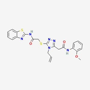 molecular formula C23H22N6O3S2 B5072746 2-[5-{[2-(1,3-benzothiazol-2-ylamino)-2-oxoethyl]sulfanyl}-4-(prop-2-en-1-yl)-4H-1,2,4-triazol-3-yl]-N-(2-methoxyphenyl)acetamide 