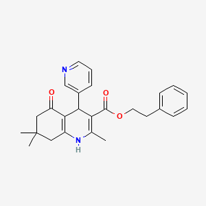 2-Phenylethyl 2,7,7-trimethyl-5-oxo-4-(pyridin-3-yl)-1,4,5,6,7,8-hexahydroquinoline-3-carboxylate