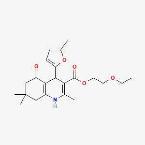 2-Ethoxyethyl 2,7,7-trimethyl-4-(5-methylfuran-2-yl)-5-oxo-1,4,5,6,7,8-hexahydroquinoline-3-carboxylate