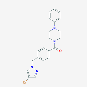 B507283 1-{4-[(4-bromo-1H-pyrazol-1-yl)methyl]benzoyl}-4-phenylpiperazine CAS No. 489451-11-8