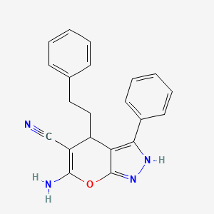 molecular formula C21H18N4O B5072844 6-Amino-3-phenyl-4-(2-phenylethyl)-2,4-dihydropyrano[2,3-c]pyrazole-5-carbonitrile 