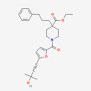 molecular formula C27H33NO5 B5072883 ethyl 1-[5-(3-hydroxy-3-methyl-1-butyn-1-yl)-2-furoyl]-4-(3-phenylpropyl)-4-piperidinecarboxylate 