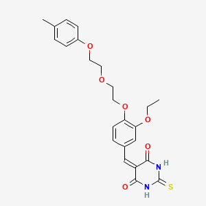 molecular formula C24H26N2O6S B5072935 5-[(3-ETHOXY-4-{2-[2-(4-METHYLPHENOXY)ETHOXY]ETHOXY}PHENYL)METHYLIDENE]-2-SULFANYLIDENE-1,3-DIAZINANE-4,6-DIONE 