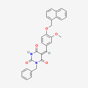 (5E)-1-benzyl-5-[[3-methoxy-4-(naphthalen-1-ylmethoxy)phenyl]methylidene]-1,3-diazinane-2,4,6-trione