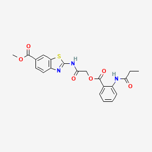 METHYL 2-[(2-{[2-(PROPIONYLAMINO)BENZOYL]OXY}ACETYL)AMINO]-1,3-BENZOTHIAZOLE-6-CARBOXYLATE