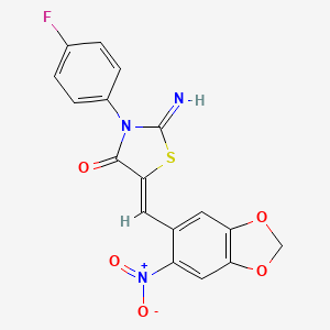 3-(4-Fluorophenyl)-2-imino-5-((6-nitrobenzo[d][1,3]dioxol-5-yl)methylene)thiazolidin-4-one