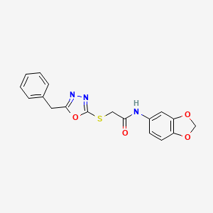 molecular formula C18H15N3O4S B5073218 N-1,3-benzodioxol-5-yl-2-[(5-benzyl-1,3,4-oxadiazol-2-yl)thio]acetamide 