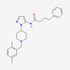 molecular formula C27H34N4O B5073221 N-{1-[1-(2,5-dimethylbenzyl)-4-piperidinyl]-1H-pyrazol-5-yl}-4-phenylbutanamide 