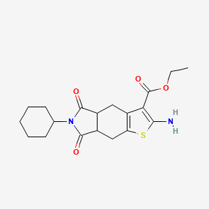 molecular formula C19H24N2O4S B5073223 Ethyl 2-amino-6-cyclohexyl-5,7-dioxo-4,4a,7a,8-tetrahydrothieno[3,2-f]isoindole-3-carboxylate 