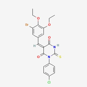 molecular formula C21H18BrClN2O4S B5073257 (5E)-5-[(3-bromo-4,5-diethoxyphenyl)methylidene]-1-(4-chlorophenyl)-2-sulfanylidene-1,3-diazinane-4,6-dione 