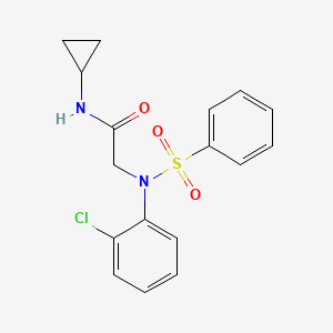 molecular formula C17H17ClN2O3S B5073262 2-[N-(benzenesulfonyl)-2-chloroanilino]-N-cyclopropylacetamide 