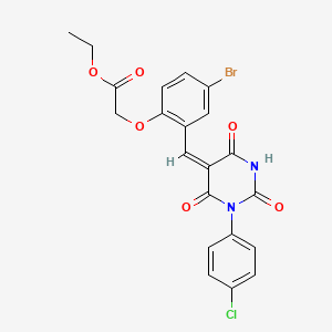 ethyl (4-bromo-2-{(E)-[1-(4-chlorophenyl)-2,4,6-trioxotetrahydropyrimidin-5(2H)-ylidene]methyl}phenoxy)acetate