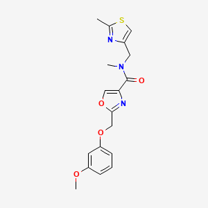 molecular formula C18H19N3O4S B5073361 2-[(3-methoxyphenoxy)methyl]-N-methyl-N-[(2-methyl-1,3-thiazol-4-yl)methyl]-1,3-oxazole-4-carboxamide 