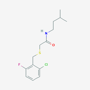 molecular formula C14H19ClFNOS B5073388 2-{[(2-CHLORO-6-FLUOROPHENYL)METHYL]SULFANYL}-N-(3-METHYLBUTYL)ACETAMIDE 