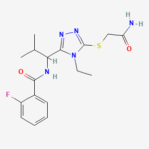 N-(1-{5-[(2-amino-2-oxoethyl)sulfanyl]-4-ethyl-4H-1,2,4-triazol-3-yl}-2-methylpropyl)-2-fluorobenzamide