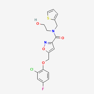 molecular formula C18H16ClFN2O4S B5073780 5-[(2-chloro-4-fluorophenoxy)methyl]-N-(2-hydroxyethyl)-N-(2-thienylmethyl)-3-isoxazolecarboxamide 