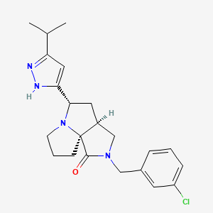 molecular formula C22H27ClN4O B5073873 (1S,5S,7S)-3-[(3-chlorophenyl)methyl]-7-(3-propan-2-yl-1H-pyrazol-5-yl)-3,8-diazatricyclo[6.3.0.01,5]undecan-2-one 