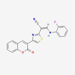 3-[(2-fluorophenyl)amino]-2-[4-(2-oxo-2H-chromen-3-yl)-1,3-thiazol-2-yl]acrylonitrile