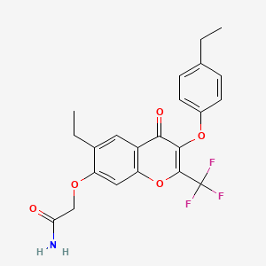 2-{[6-ethyl-3-(4-ethylphenoxy)-4-oxo-2-(trifluoromethyl)-4H-chromen-7-yl]oxy}acetamide