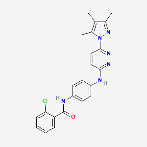 molecular formula C23H21ClN6O B5074218 2-chloro-N-(4-{[6-(3,4,5-trimethyl-1H-pyrazol-1-yl)-3-pyridazinyl]amino}phenyl)benzamide 