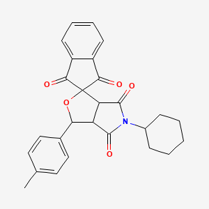 5-cyclohexyl-3-(4-methylphenyl)-3a,6a-dihydrospiro[furo[3,4-c]pyrrole-1,2'-indene]-1',3',4,6(3H,5H)-tetrone