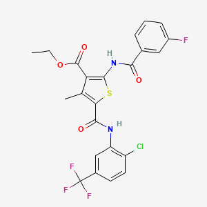 molecular formula C23H17ClF4N2O4S B5074282 Ethyl 5-{[2-chloro-5-(trifluoromethyl)phenyl]carbamoyl}-2-(3-fluorobenzamido)-4-methylthiophene-3-carboxylate 