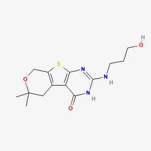 molecular formula C14H19N3O3S B5074286 5-(3-hydroxypropylamino)-12,12-dimethyl-11-oxa-8-thia-4,6-diazatricyclo[7.4.0.02,7]trideca-1(9),2(7),5-trien-3-one 