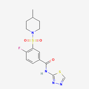 4-fluoro-3-[(4-methyl-1-piperidinyl)sulfonyl]-N-1,3,4-thiadiazol-2-ylbenzamide