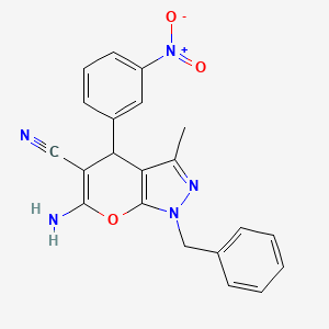 6-amino-1-benzyl-3-methyl-4-(3-nitrophenyl)-1,4-dihydropyrano[2,3-c]pyrazole-5-carbonitrile