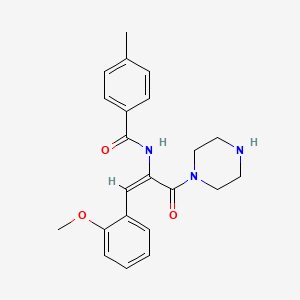 N-[(E)-1-(2-methoxyphenyl)-3-oxo-3-piperazin-1-ylprop-1-en-2-yl]-4-methylbenzamide