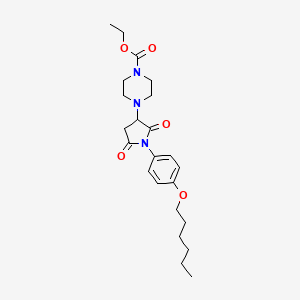 molecular formula C23H33N3O5 B5074575 ethyl 4-{1-[4-(hexyloxy)phenyl]-2,5-dioxo-3-pyrrolidinyl}-1-piperazinecarboxylate 