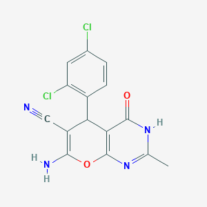 7-amino-5-(2,4-dichlorophenyl)-2-methyl-4-oxo-3,5-dihydro-4H-pyrano[2,3-d]pyrimidine-6-carbonitrile