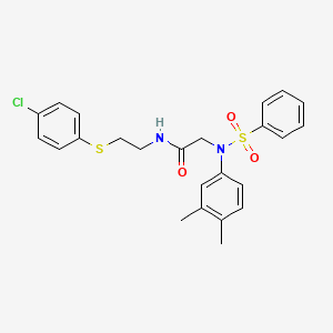 molecular formula C24H25ClN2O3S2 B5074635 N~1~-{2-[(4-chlorophenyl)thio]ethyl}-N~2~-(3,4-dimethylphenyl)-N~2~-(phenylsulfonyl)glycinamide 