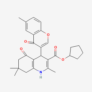 molecular formula C28H31NO5 B5074667 cyclopentyl 2,7,7-trimethyl-4-(6-methyl-4-oxo-4H-chromen-3-yl)-5-oxo-1,4,5,6,7,8-hexahydroquinoline-3-carboxylate 