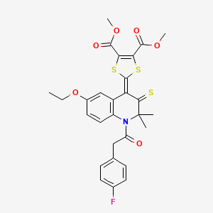 dimethyl 2-[6-ethoxy-1-[(4-fluorophenyl)acetyl]-2,2-dimethyl-3-thioxo-2,3-dihydro-4(1H)-quinolinylidene]-1,3-dithiole-4,5-dicarboxylate