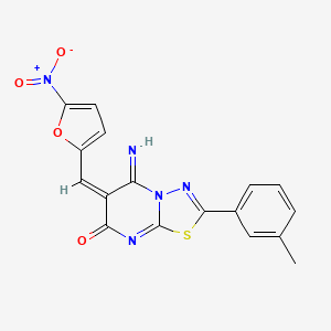 5-imino-2-(3-methylphenyl)-6-[(5-nitro-2-furyl)methylene]-5,6-dihydro-7H-[1,3,4]thiadiazolo[3,2-a]pyrimidin-7-one