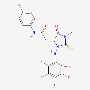 N-(4-chlorophenyl)-2-{1-methyl-5-oxo-3-[(pentafluorophenyl)amino]-2-thioxo-4-imidazolidinyl}acetamide