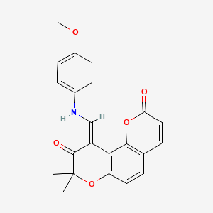 molecular formula C22H19NO5 B5074831 10-{[(4-methoxyphenyl)amino]methylene}-8,8-dimethyl-2H,8H-pyrano[2,3-f]chromene-2,9(10H)-dione 