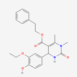 2-phenylethyl 4-(3-ethoxy-4-hydroxyphenyl)-1,6-dimethyl-2-oxo-1,2,3,4-tetrahydro-5-pyrimidinecarboxylate